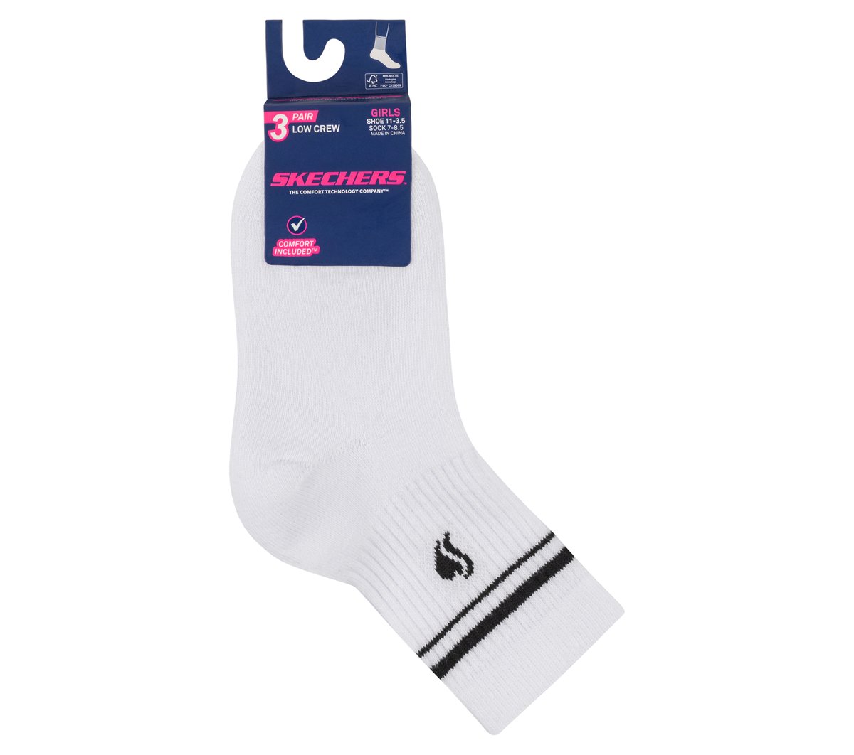 3 Pack Girls' Low Crew Ribbed Socks