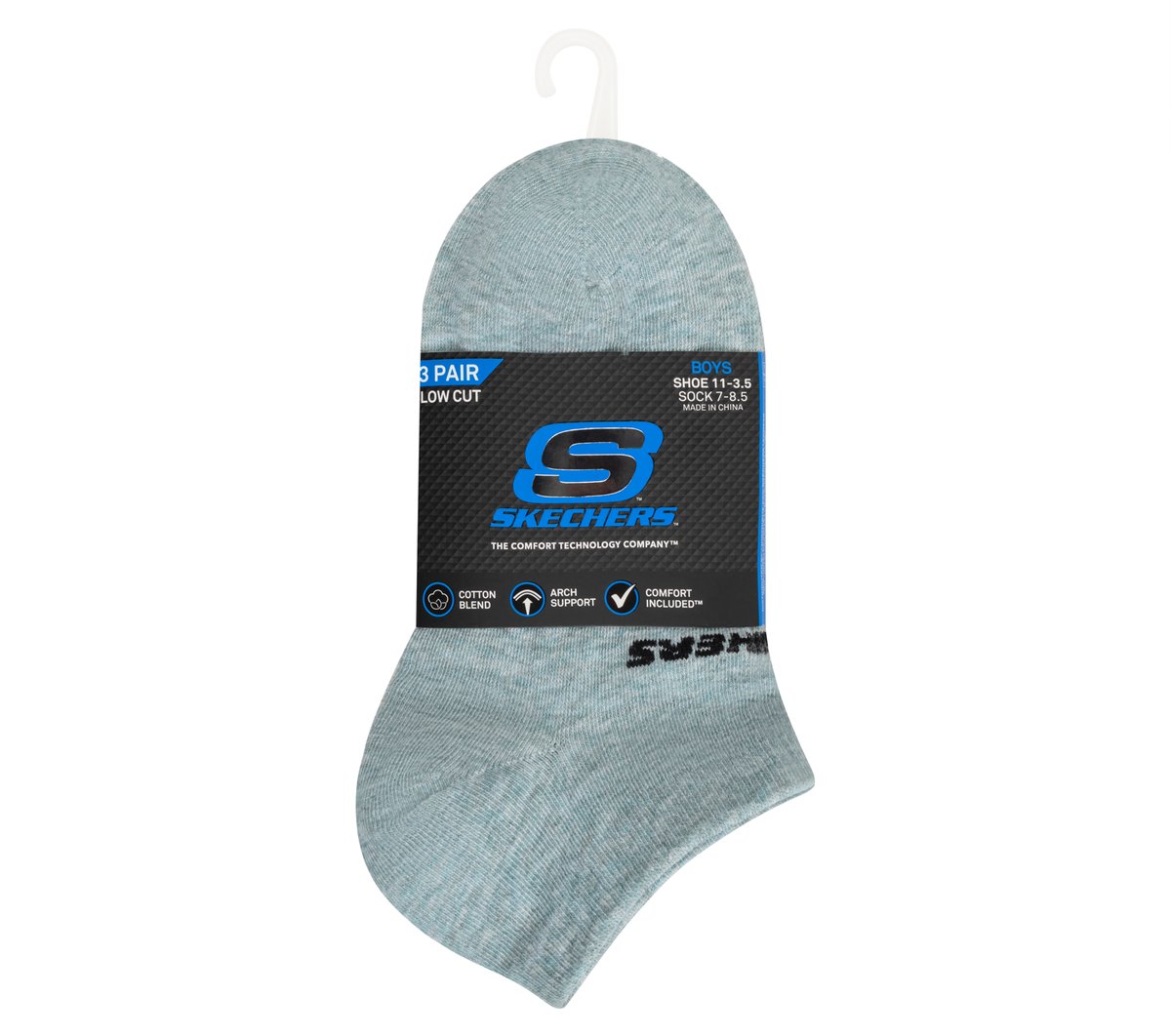 3 Pack Boys' Low Cut Cotton Socks — BLUE / MULTI