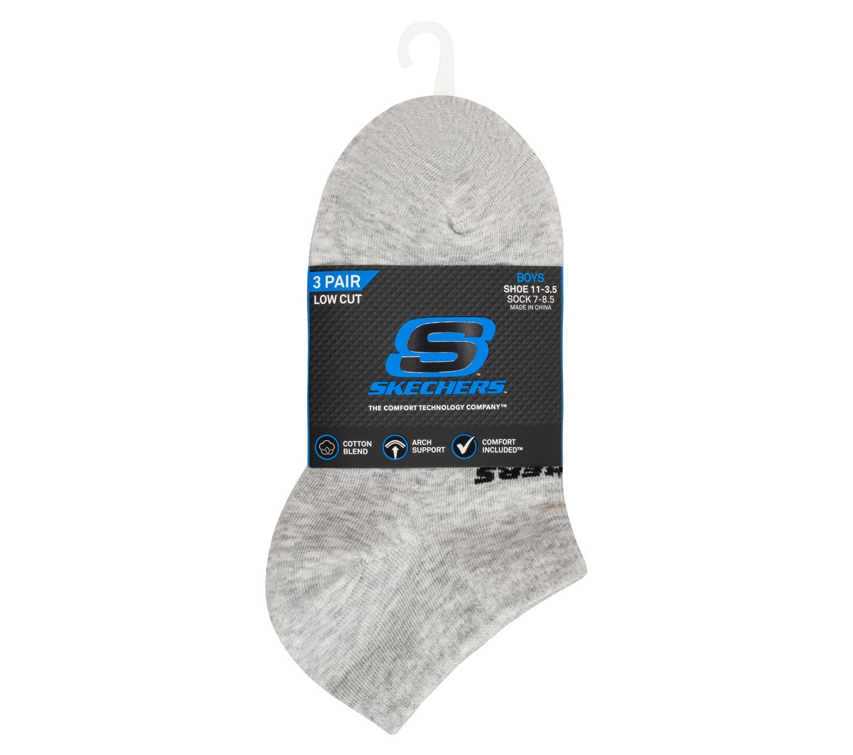 3 Pack Boys' Low Cut Cotton Socks — GRAY