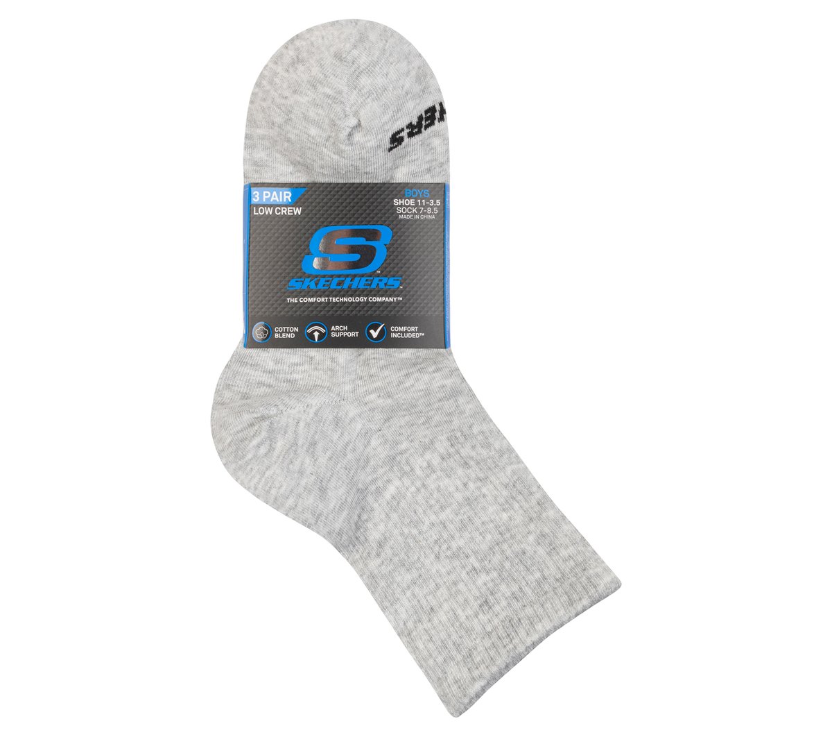 3 Pack Boys' Crew Cotton Socks — GRAY / BLUE