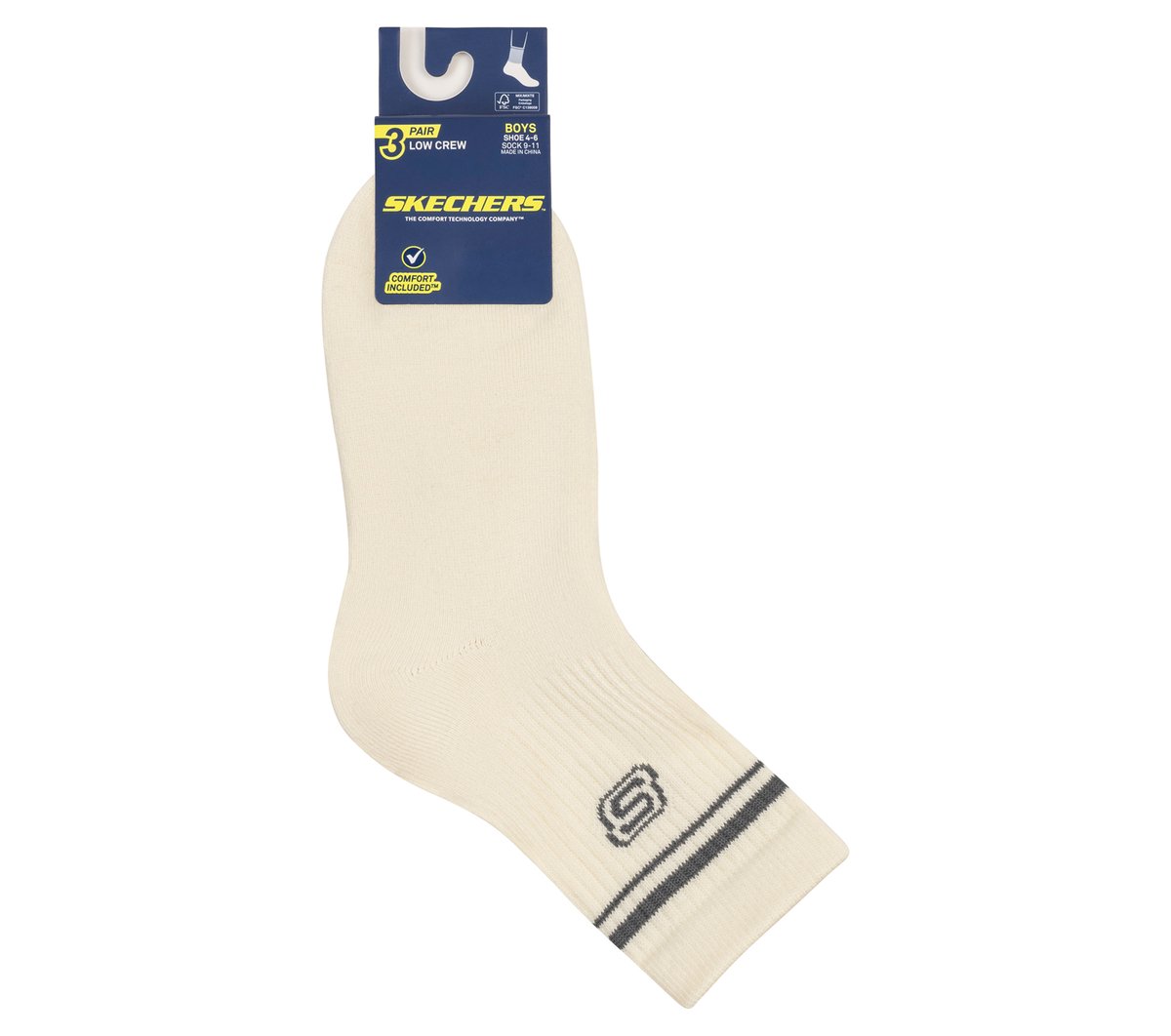 3 Pack Boys' Low Crew Socks — NATURAL / MULTI