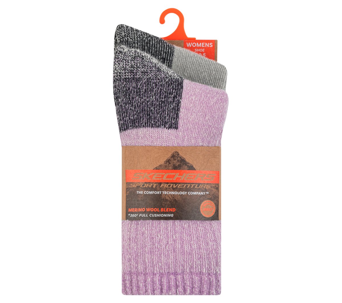 2 Pack Women's Crew Wool Socks — PURPLE / GRAY