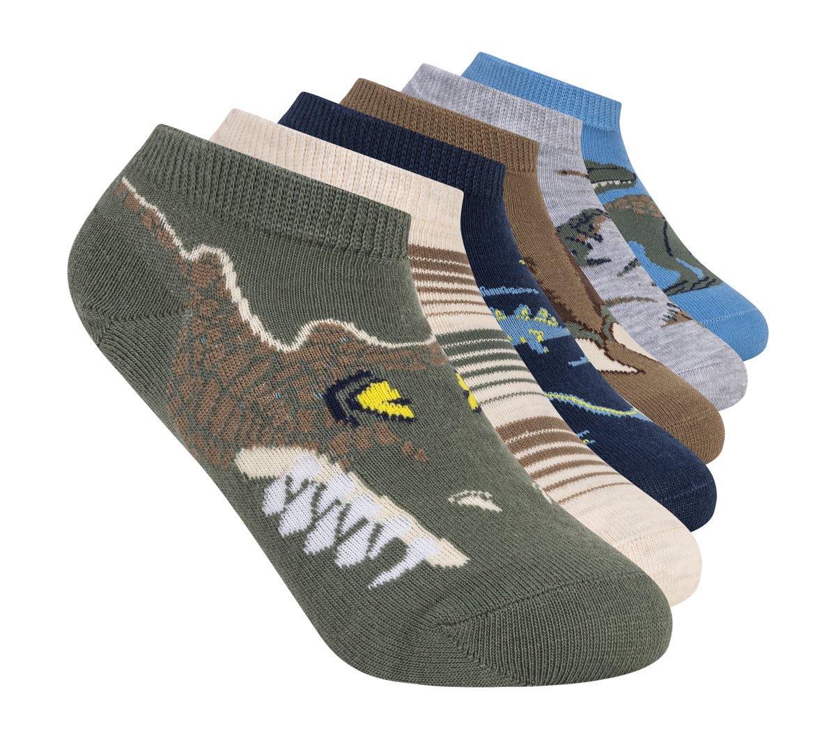 6 Pack Boys' Dino Socks — OLIVE