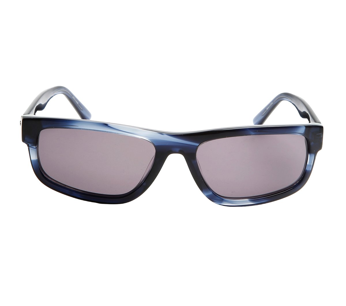 Elevated Rectangle Shiny Horn Sunglasses — NAVY
