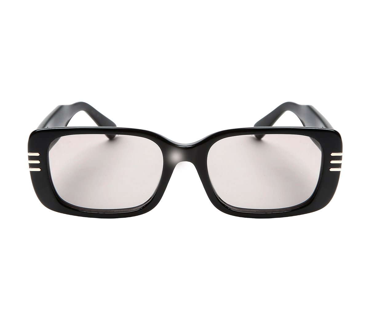 Elevated Rectangle 3 Line Sunglasses — BLACK