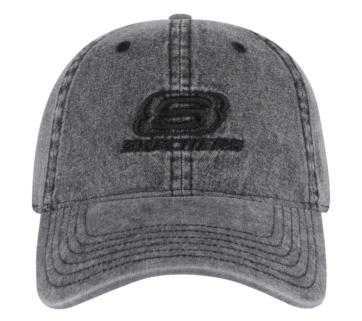 Denim Embroidered Hat — BLACK