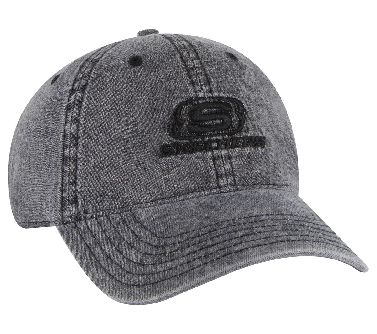 Denim Embroidered Hat — BLACK