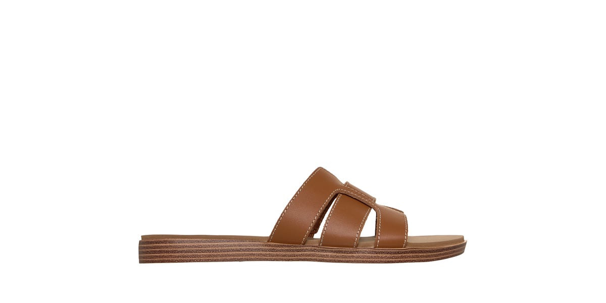 Brown leather Skechers Summer Cove Most Wanted slide sandal