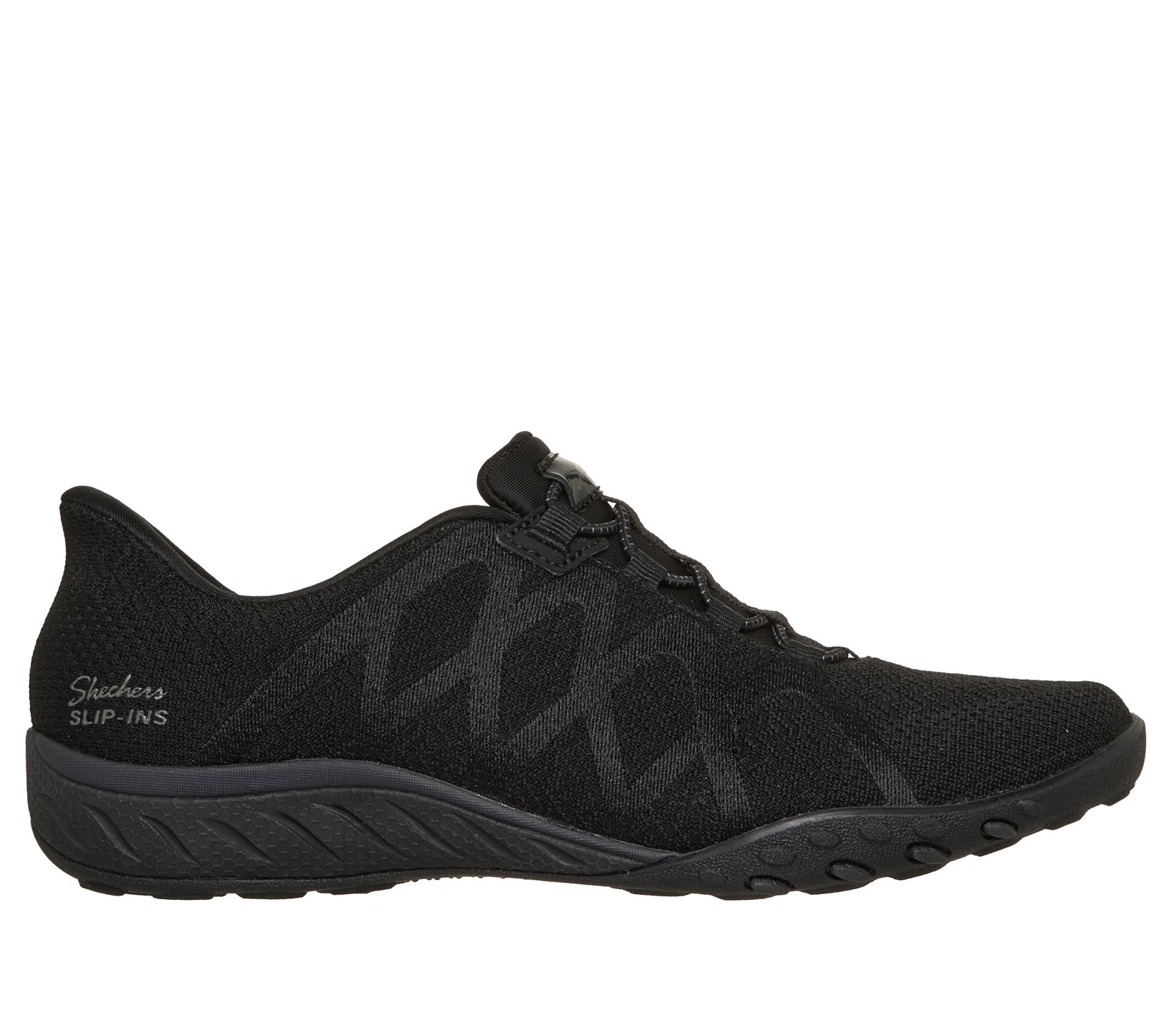 Skechers Women's Slip-ins Relaxed Fit: Breathe-Easy - Eter-Knity Slip-On Shoes | Size 6.5 | Black | Textile/Synthetic | Vegan | Machine Washable