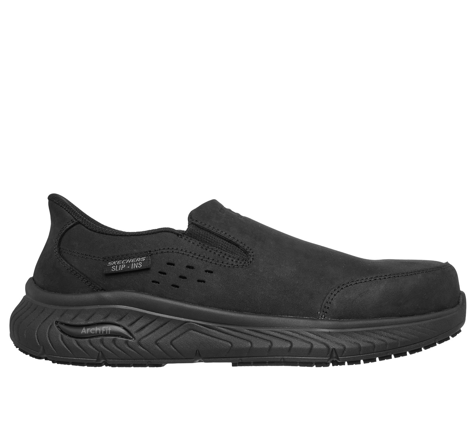 Skechers Black Slip-On Leather Casual Loafers Electrical hazard Skechers Men main image 4