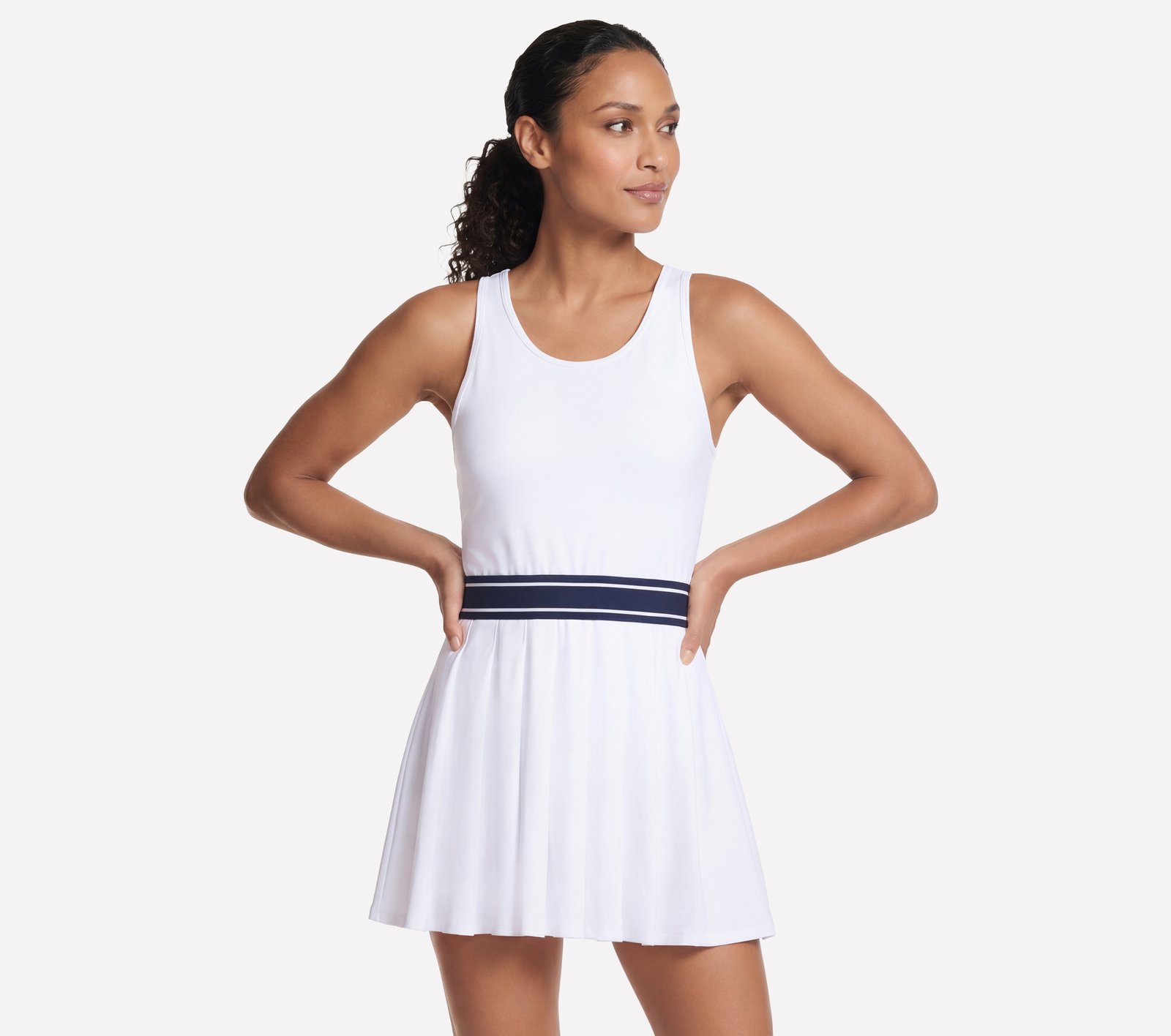 strapless open back dress Pleated A-line Knit Mini Dress – English Factory