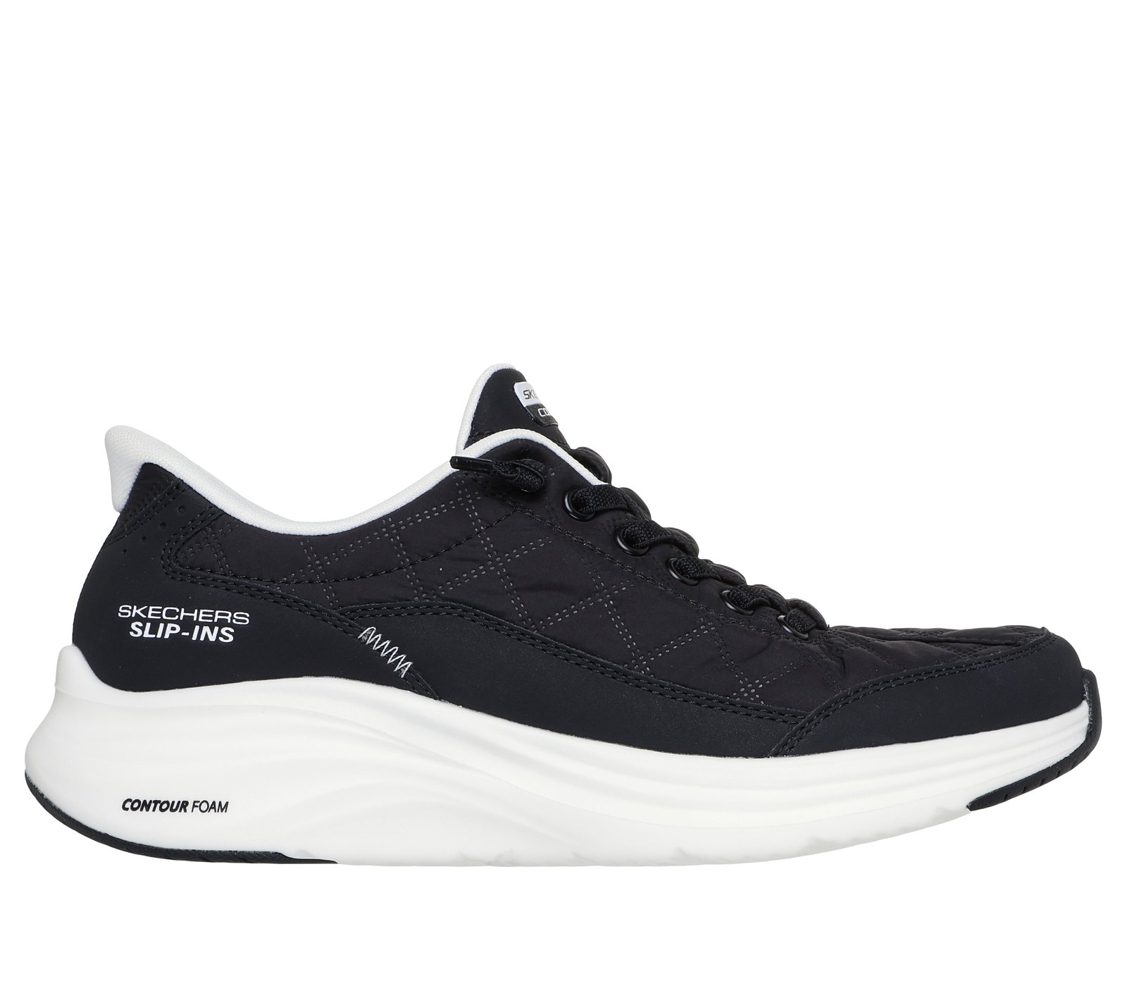 23 Skechers Slip-ins: Contour Foam - Cozy Fit - BLACK / WHITE