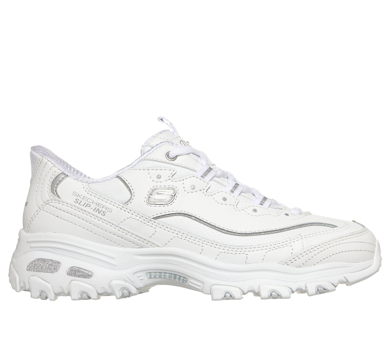 Skechers Slip-ins: D'Lites - Winning Choice - WHITE / SILVER