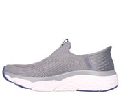 SKECHERS SLIP-INS: MAX CUSHIONING - SMOOTH, CHARCOAL/BLUE Footwear Left View