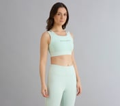 MESH OVERLAY SPORTS BRA, YELLOW/BLUE