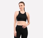 VERTICAL PATTERN SPORTS BRA, BLACK