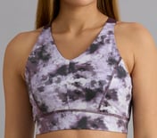 HIGH IMPACT AOP SPORTS BRA, WHITE/TURQ/PURPLE