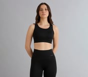 BONDED CRISS CROSS BACK BRA, BLACK