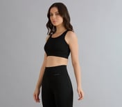 BONDED CRISS CROSS BACK BRA, BLACK