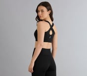 BONDED CRISS CROSS BACK BRA, BLACK