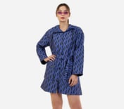 MONOGRAM TRENCH COAT, ROYAL/YELLOW