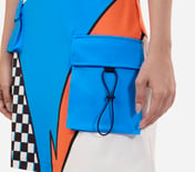 ENGINEERED PRINT DRESS, BLACK