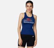 WOMENS ELITE SINGLET, BLUE/WHITE