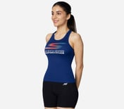 WOMENS ELITE SINGLET, BLUE/WHITE