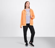 WOMENS BASIC FRONT OPEN HOODIE, WHITE/GREY ORANGE