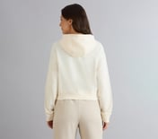 FRONT OPEN BRANDED HOODIE, WHITE Apparel Left View