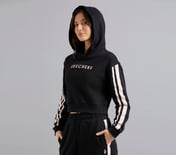 CONSTRAST TAPE HOODED SWEATSHIRT, BLACK