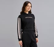 CONSTRAST TAPE HOODED SWEATSHIRT, BLACK