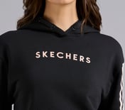 CONSTRAST TAPE HOODED SWEATSHIRT, BLACK