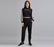 CONSTRAST TAPE HOODED SWEATSHIRT, BLACK