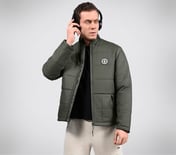 PUFFER FZ JACKET, CHOCOLATE/GREEN Apparel Right View