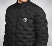 PUFFER FZ JACKET WITH ZIPPER, BLACK/CHARCOAL/BLUE Apparel Right View