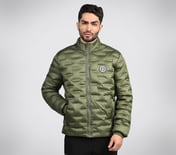 PUFFER FZ JACKET WITH ZIPPER, OOLIVE Apparel Lateral View