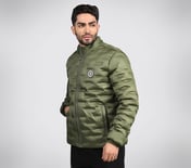 PUFFER FZ JACKET WITH ZIPPER, OOLIVE Apparel Top View