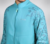 SL ASYMM SLEEVE JACKET, LAVENDER/TURQUOISE