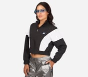 MULTI PANELLED BOMBER, BLACK-CREAM