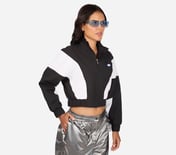 MULTI PANELLED BOMBER, BLACK-CREAM