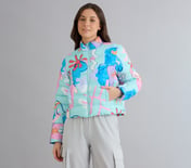 DOODLE PUFFER JACKET, H.PINK/ORANGE