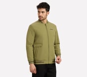 RIB TIPPING VARSITY JACKET, BROWN/SAGE