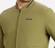 RIB TIPPING VARSITY JACKET, BROWN/SAGE
