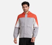 COLORED PANEL HOODED WINDBREAKER, CHARCOAL/LT. GRAY Apparel Lateral View