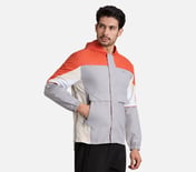 COLORED PANEL HOODED WINDBREAKER, CHARCOAL/LT. GRAY Apparel Bottom View