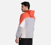 COLORED PANEL HOODED WINDBREAKER, CHARCOAL/LT. GRAY Apparel Left View