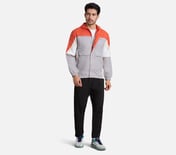 COLORED PANEL HOODED WINDBREAKER, CHARCOAL/LT. GRAY Apparel Right View