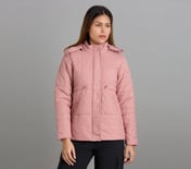 QUILTED WAIST CINCHED JACKET, PURPLE/YELL