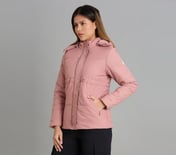 QUILTED WAIST CINCHED JACKET, PURPLE/YELL